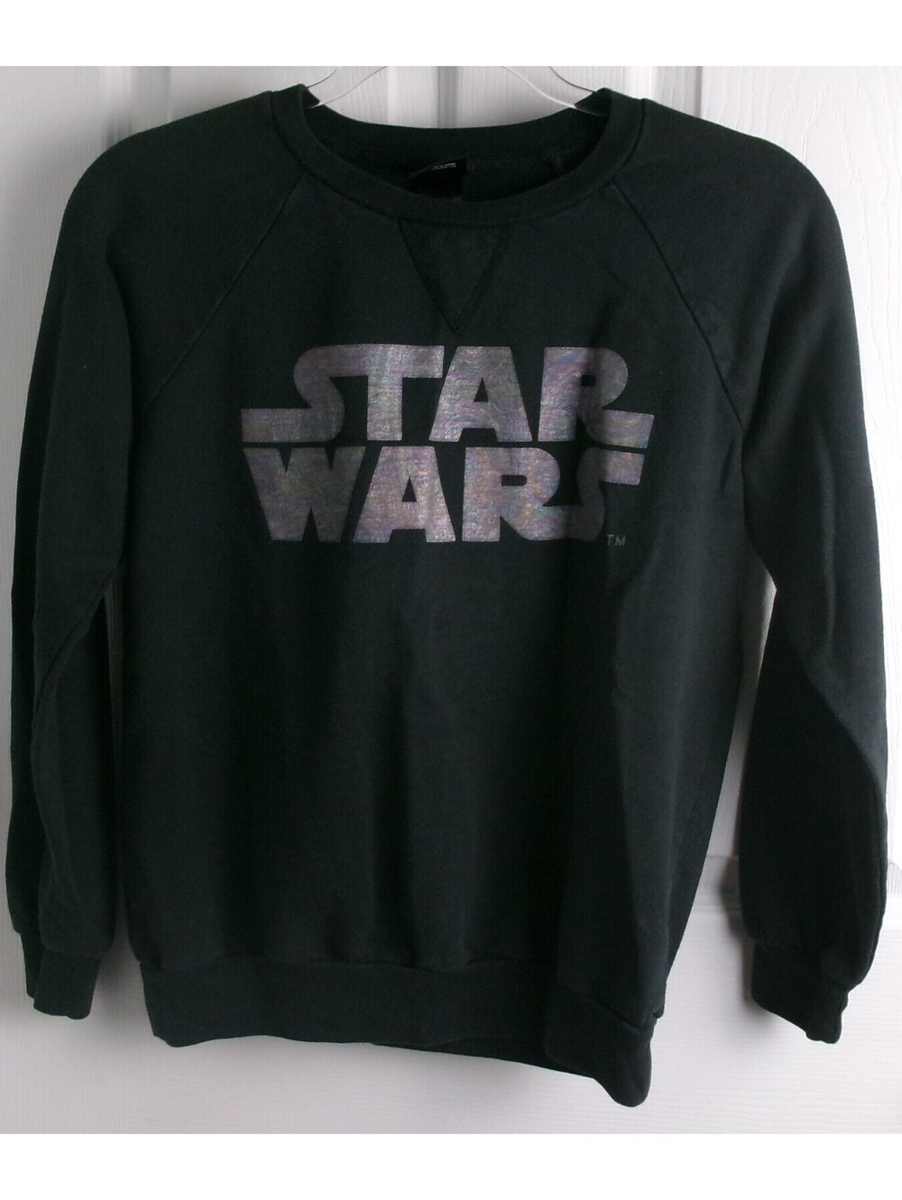 Star Wars Womens XS Black Holographic Logo Crewneck Sweatshirt Pullover